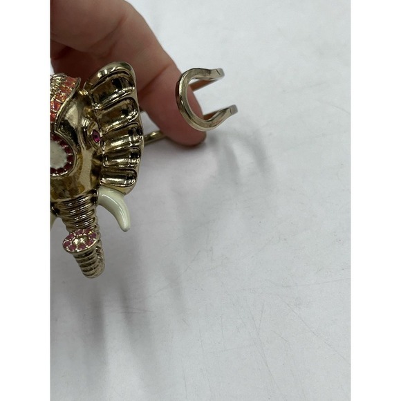 Betsey Johnson Pink Crystals Trunk Up Good Luck Elephant Bangle Hinged  Bracelet - Picture 10 of 13